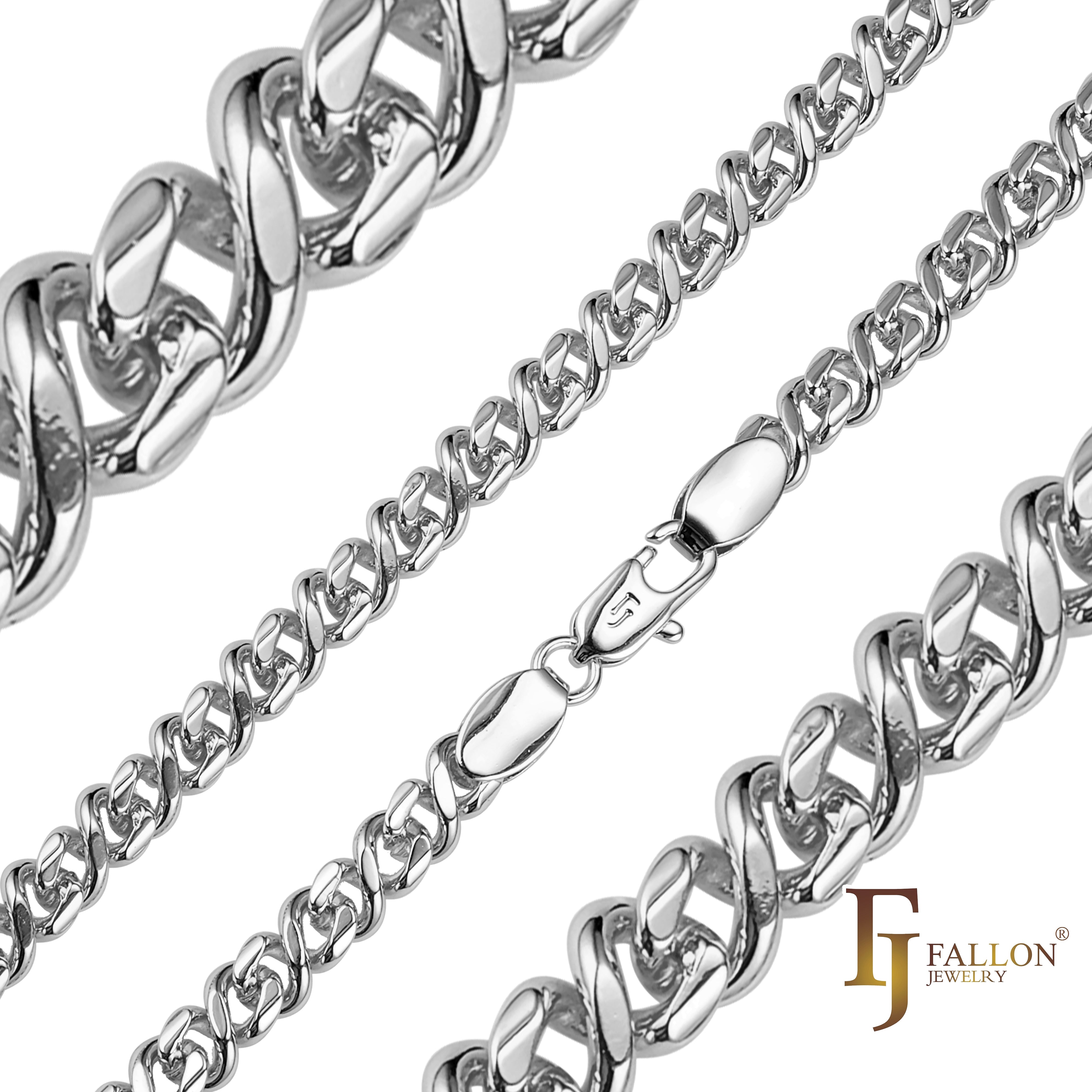 .Classic Infinity 8 link chains plated in White Gold, 14K Gold, Rose Gold, two tone