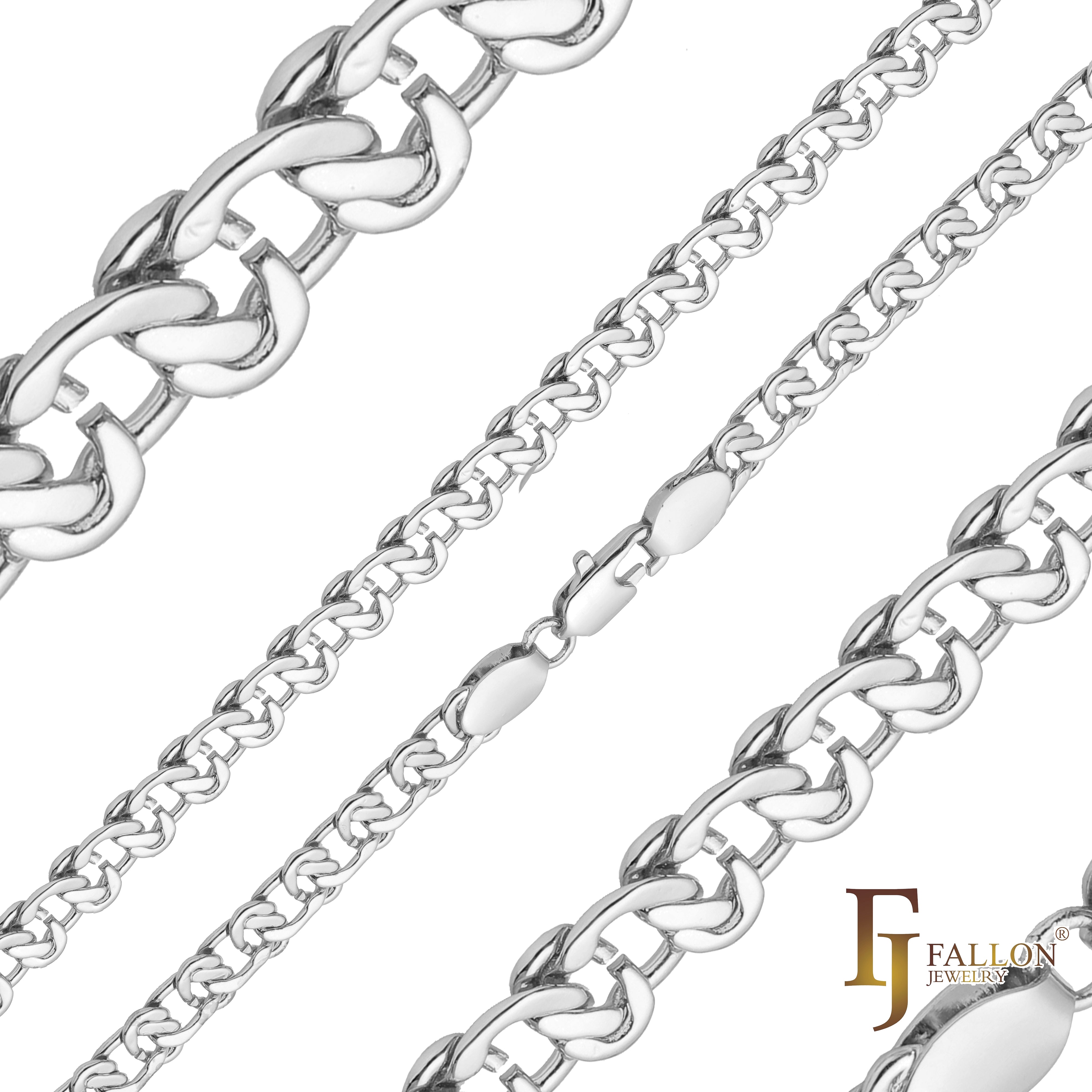 .Cable Snail link chains plated in 14K Gold, Rose Gold, White Gold