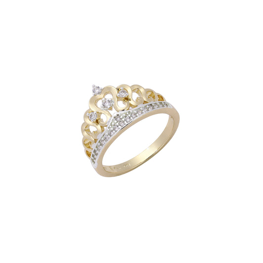 Luxurious white CZs cluster 14K Gold, Rose Gold, two tone Crown rings