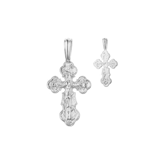 .Orthodox cross budded pendant in Rose Gold, White Gold plating colors