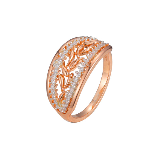 Rose Gold two tone luxurious rings with leaves