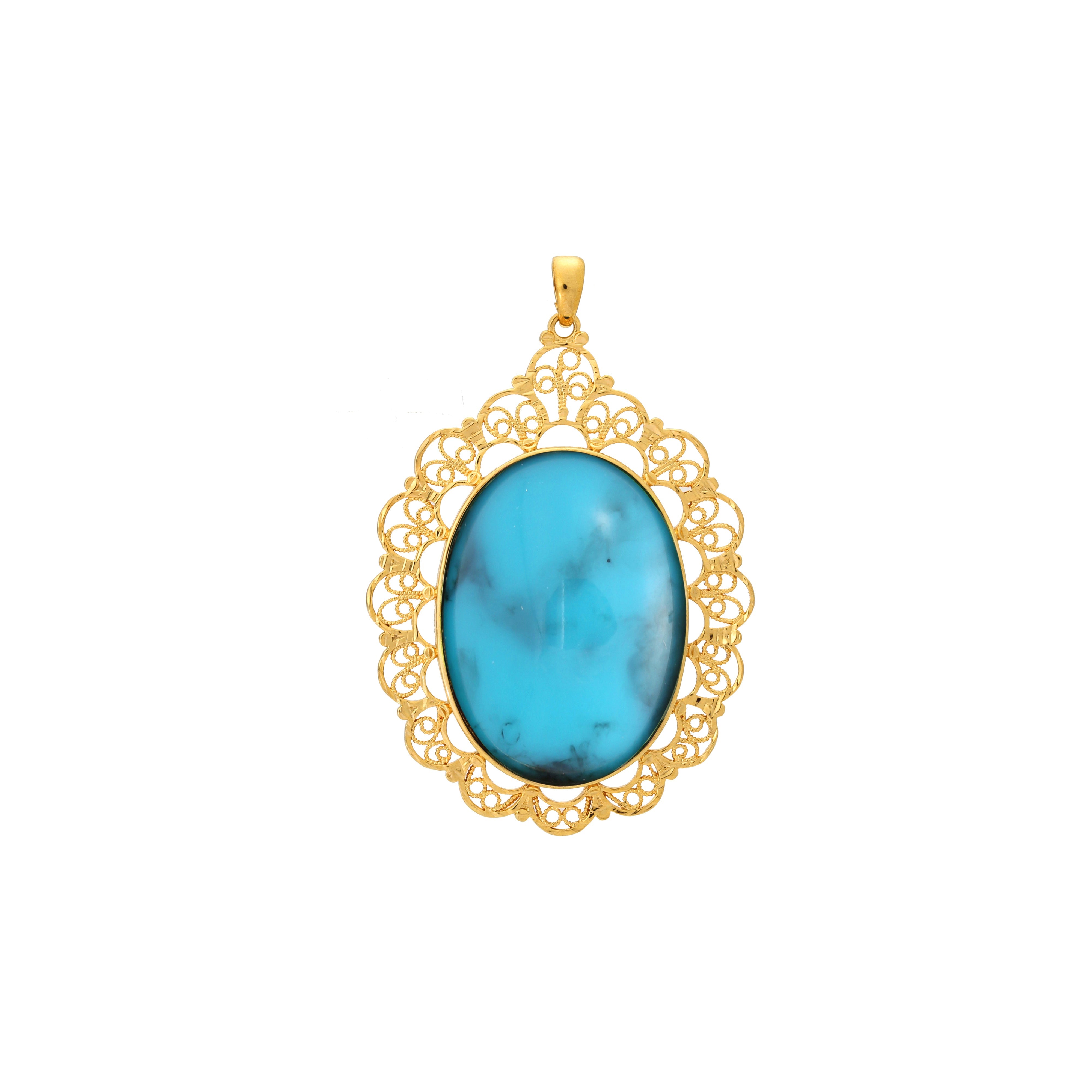 Cabochon colorful Onyx 18K Gold pendant