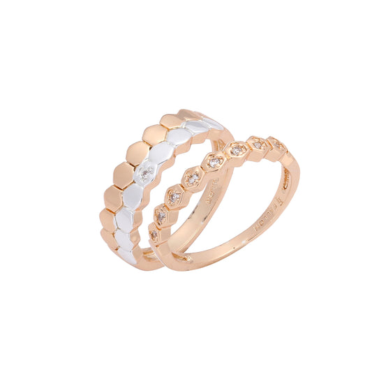 Double cone rows Rose Gold, 14K Gold, two tone Stackable rings