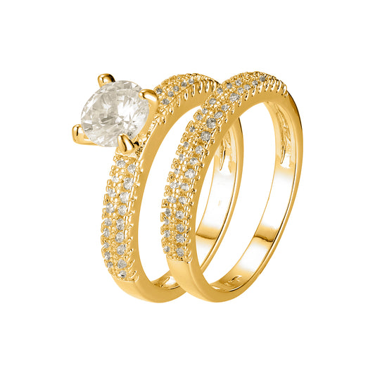 Cluster white CZs 14K Gold, white gold stackable rings