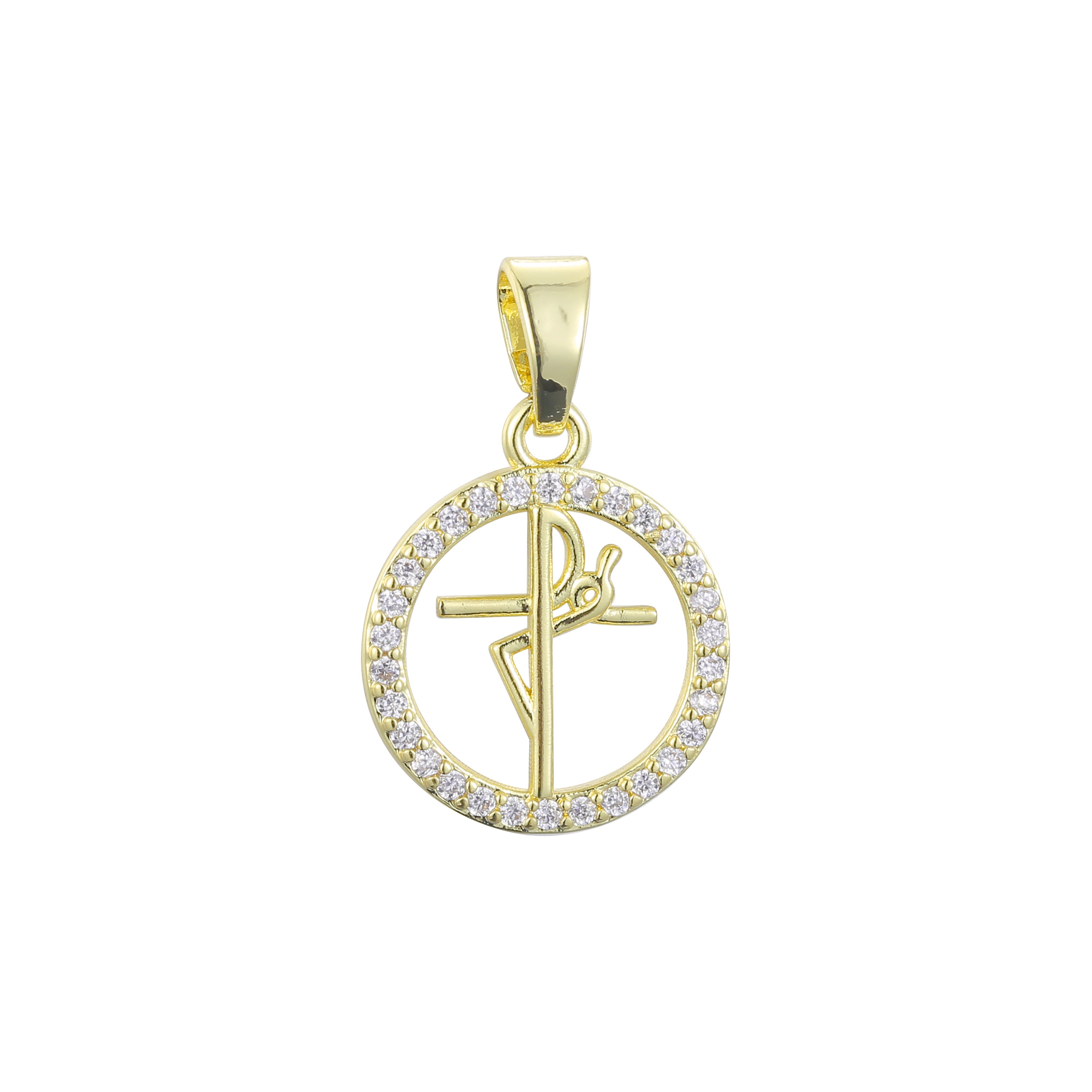 14K Gold spanish faith halo cross pendant