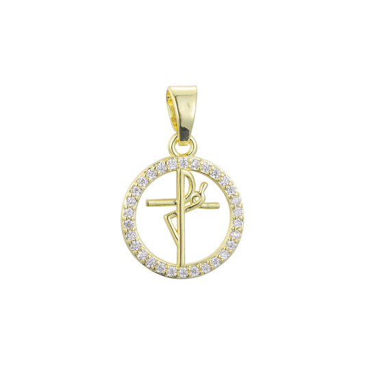 14K Gold spanish faith halo cross pendant