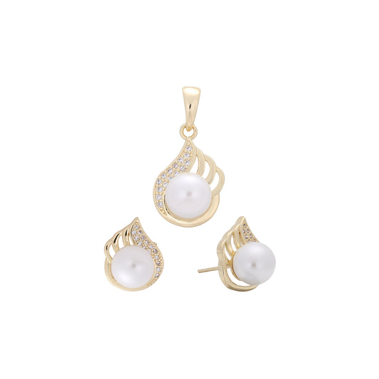 Pearl in a flame set plated in 14K Gold, Rose Gold