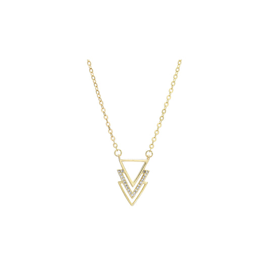 14K Gold triple triangles necklace