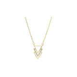 14K Gold triple triangles necklace