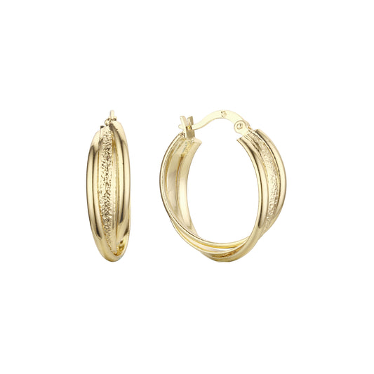 Geometric hoop earrings in 14K Gold, Rose Gold, two tone plating colors