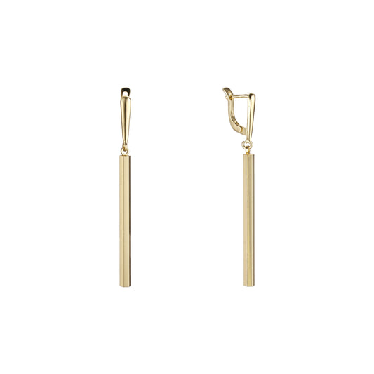 .Long bar drop earrings in 14K Gold, White Gold, Rose Gold plating colors