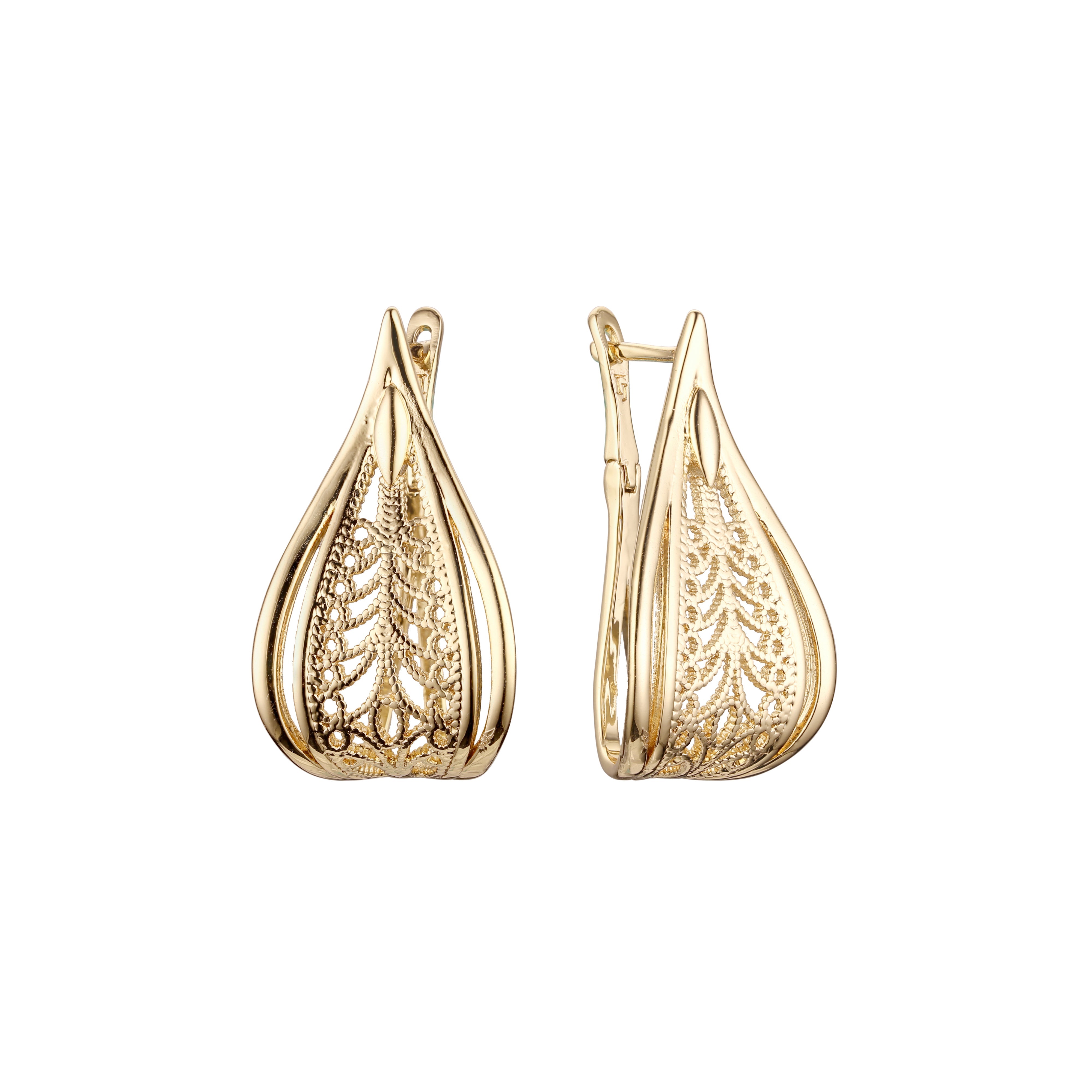 .Earrings in 14K Gold, Rose Gold, two tone plating colors