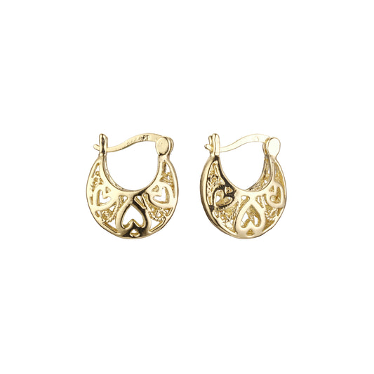 Heart hoop earrings in 14K Gold, Rose Gold plating colors