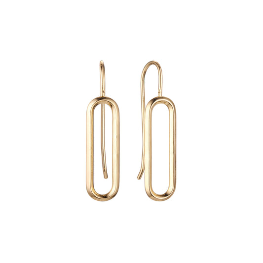 Paperclip wire hook earrings in 14K Gold, Rose Gold plating colors