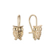 Wire hook owl child earrings in 14K Gold, Rose Gold plating colors