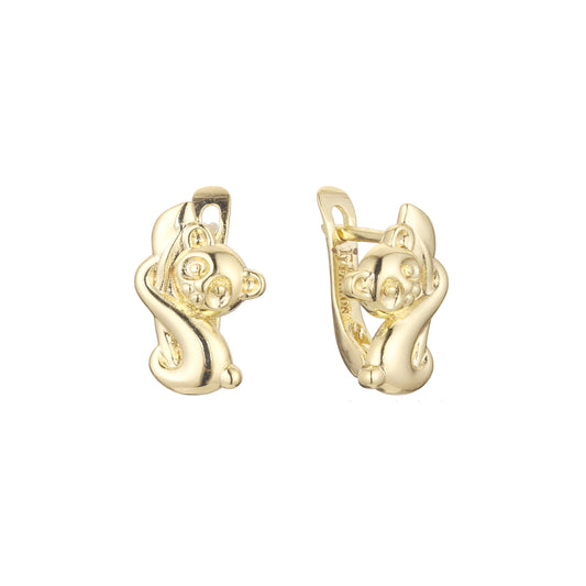 Baby Bear Child 14K Gold, Rose Gold two tone, White Gold Child earrings