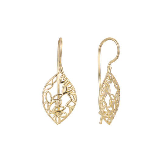 Leaves wire hook earrings