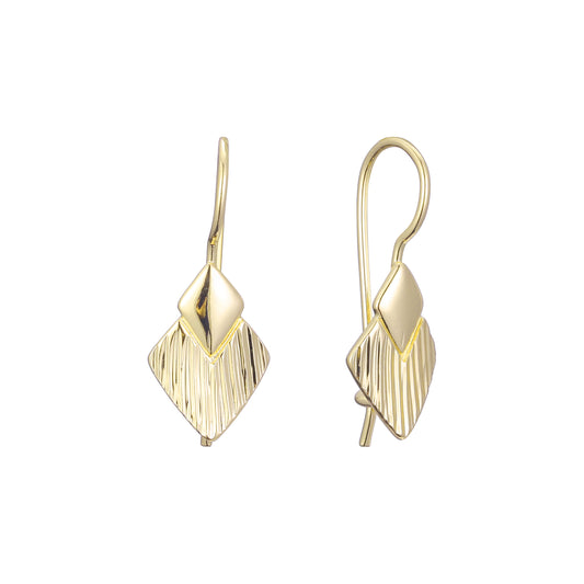 Rhombus wire hook earrings in 14K Gold, Rose Gold plating colors