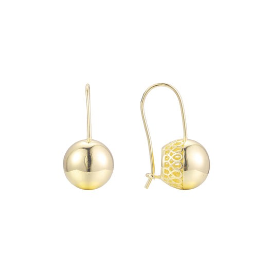 Beads wire hook beads earrings in 14K Gold, Rose Gold plating colors