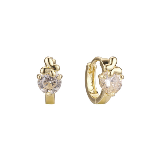 14k gold huggie solitaire butterfly earrings