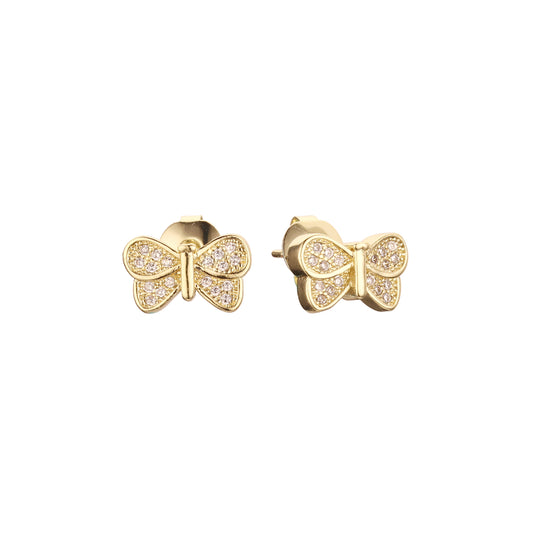 Dragonfly stud earrings in 14K Gold, White Gold plating colors