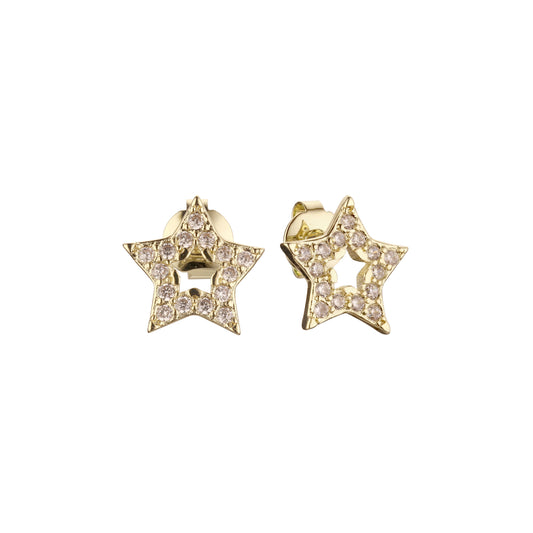 Star stud earrings in 14K Gold, White Gold plating colors