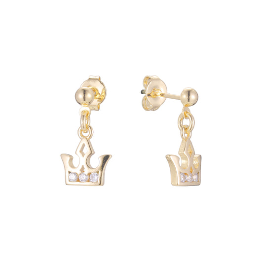 Crown stud earrings in 14K Gold, Rose Gold plating colors