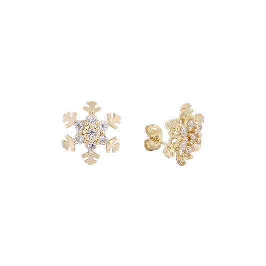 14k gold snow flake stud earrings