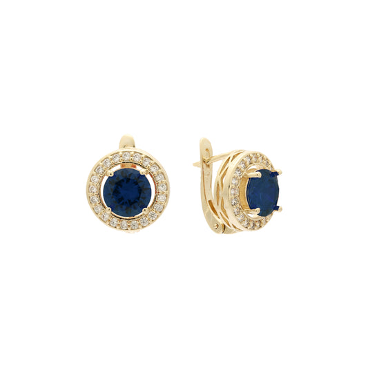 14k gold colorful halo earrings