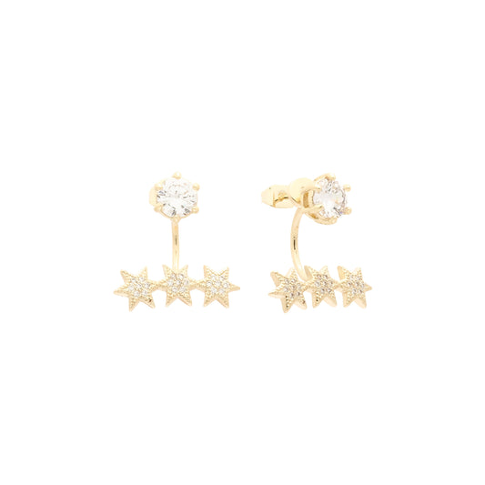 14k gold star jacket stud earrings