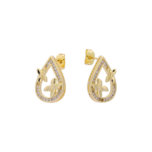 Teardrop shaped butterflies 14K Gold stud earrings