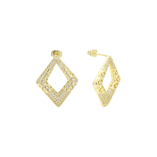14k gold rhombus stud earrings