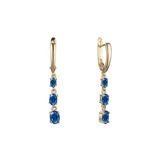 Triple stones cluster drop earrings in 14K Gold, Rose Gold plating colors