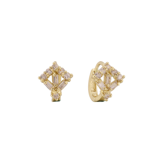 14k gold cluster huggie earrings