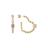 C hoop heart beads earrings in 14K Gold, Rose Gold plating colors