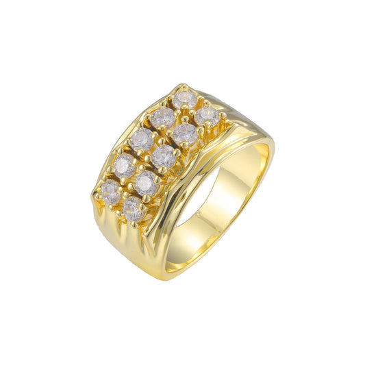14K Gold ten stones cluster rings