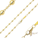 .Cable link beads chains plated in White Gold, 14K Gold, Rose Gold, two tone