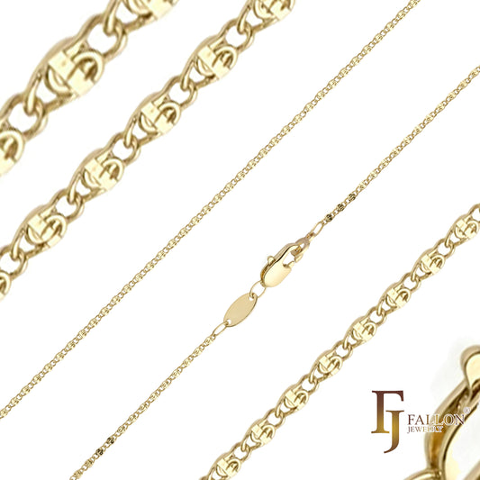 Ultra thin snail bound link chains plated in 14K Gold, Rose Gold [Special]