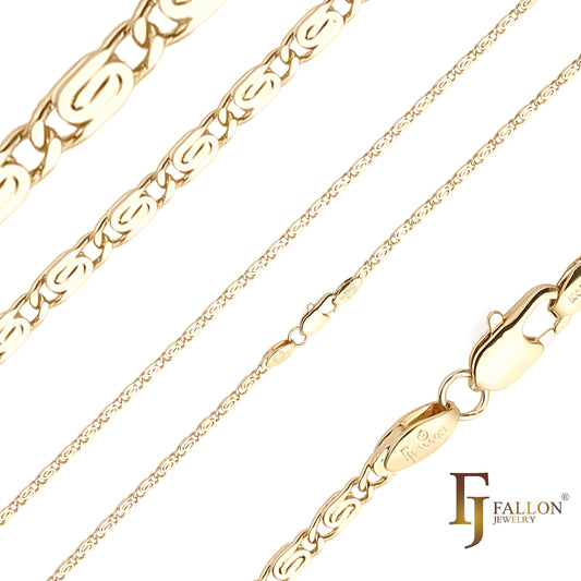Classic Snail link chains plated in 14K Gold, Rose Gold [Flatten Flank]