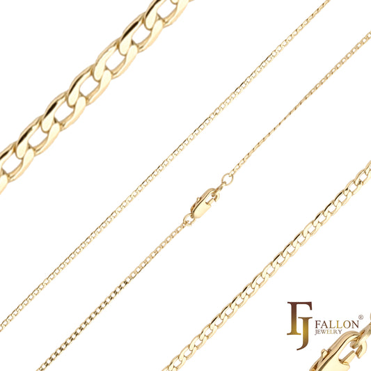 Classic Curb link chains [thin 2.5mm-5.2mm] plated in 14K Gold