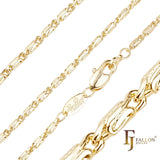 .Classic Snail cubic link chains plated in 14K Gold, Rose Gold, White Gold [Square Flank]