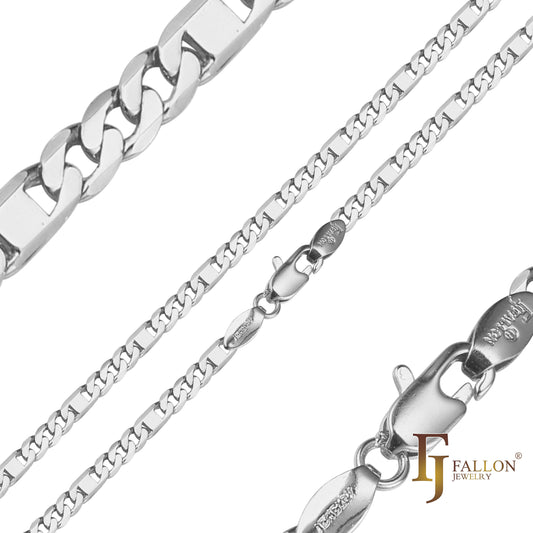 Figaro link mixed Mirror link White Gold, 14K Gold Chains