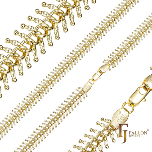 Rose Gold Fish bone link chains plated in 14K Gold, Rose Gold