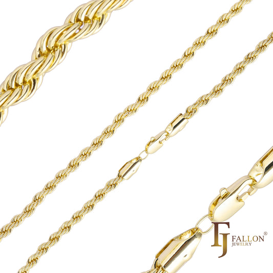 Classic 14K Gold French Rope chains [Thin 2mm-4mm]