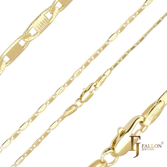 Mirror link hammered chains plated in 14K Gold