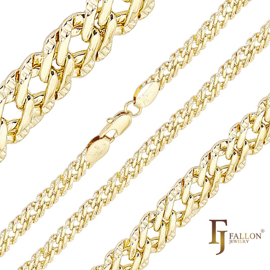 .Rombo hammered chains plated in White Gold, 14K Gold, Rose Gold, two tone