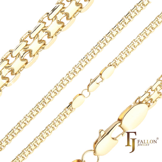 .Bismarck weaving anchor double link chains plated in 14K Gold, 18K Gold, two tone