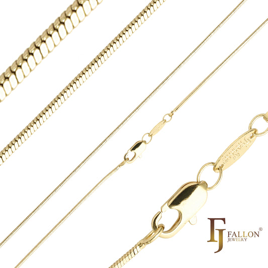 Thin Snake chains plated in 14K Gold, Rose Gold