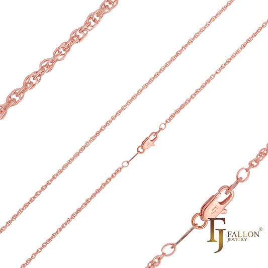 Rope Chains plated in White Gold, 14K Gold, Rose Gold