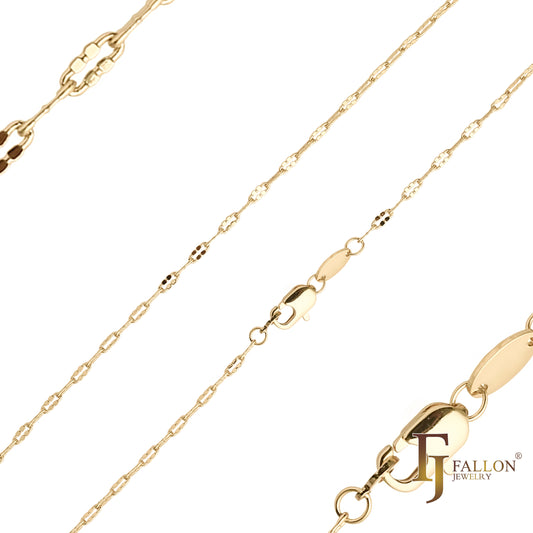 Sequin link chains plated in 14K Gold
